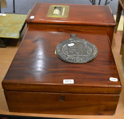 Lot 1075 - A 19th century mahogany canteen together with a mahogany shop till and an 18th century lead...