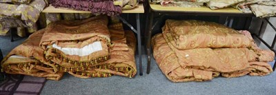 Lot 1088 - A good quality set of double lined gilt thread and burnt orange curtains