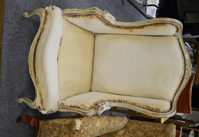 Lot 1092 - A Louis XVI style painted beechwood wing armchair