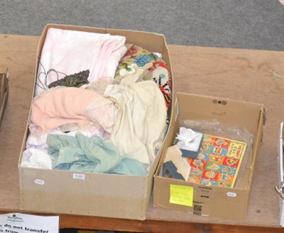 Lot 1126 - Quantity of children's costume, knitwear, cotton dresses and undergarments, pink scalloped bed...