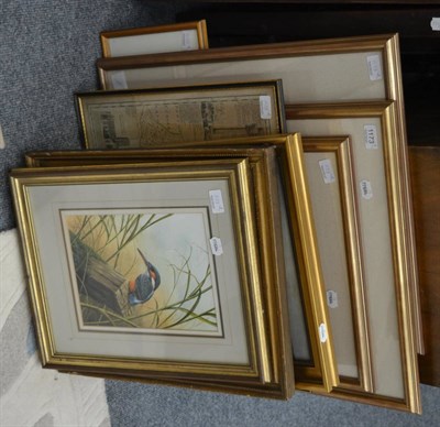 Lot 1173 - Group of framed articles including prints, map, oil on canvas of a Highland landscape, signed W...