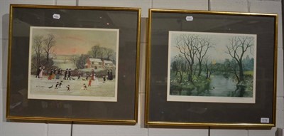 Lot 1178 - Two signed Helen Bradley prints, ";Gathering Holly"; and ";Light, Go Gently in the Silent Night"