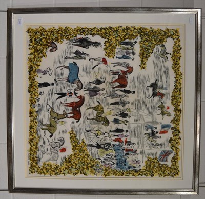 Lot 1180 - Framed Hermes silk scarf