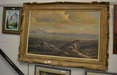 Lot 1191 - Eleazar Molina (20th century) Valle of Mexico, oil on canvas, together with a further oil on boards