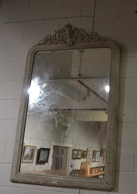 Lot 1198 - A Period style painted mirror with mask and scroll surmount