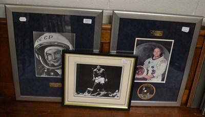 Lot 1201 - Neil Armstrong print, Russian Lady Astronaut and Muhammad Ali photo