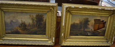 Lot 1211 - A pair of oil on canvas landscape pictures, initialled E B (a.f.)