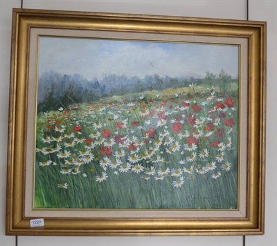 Lot 1220 - Marcel Hue, Poppies and Daises in a meadow, signed, oil on canvas  Provenance: Omell Galleries,...