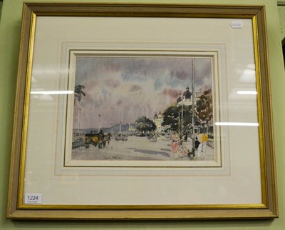 Lot 1224 - A watercolour Promenade des Anglais, Nice signed Patrick Hall