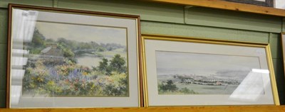 Lot 1234 - Frank Watson Wood, ";By Tweedside"; and ";Steam Train on a Bridge by the Coast";, two...