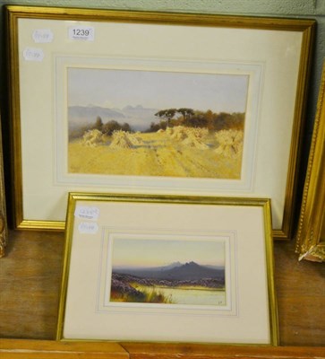 Lot 1239 - Arthur Tucker RBA (1863-1929) ";Harvest Moon, Cumbria";, signed, watercolour, together with a...