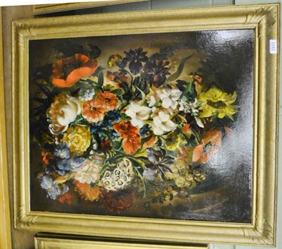 Lot 1242 - English School (19th/20th century) Still life of flowers, oil on board, unsigned, 70cm x 55cm