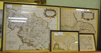 Lot 1249 - Three framed Robert Morden maps of North Yorkshire and the North Riding; and two smaller framed...