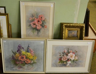 Lot 1261 - Three pastels of still life signed Rita Busby