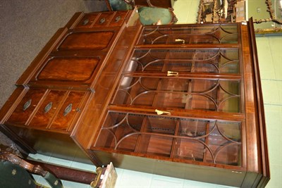 Lot 1284 - Mahogany breakfront bookcase cabinet with glazed upper section