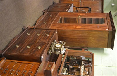 Lot 1292 - Inlaid mahogany four piece bedroom suite comprising, mirrored wardrobe, marble top washstand,...