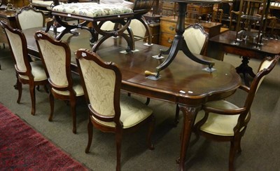 Lot 1325 - Period style mahogany dining table, 275cm long, together with a set of eight dining chairs...