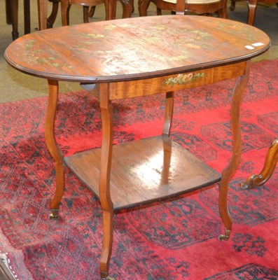 Lot 1333 - Late Victorian painted satinwood drop leaf table with Halifax maker/retailers plaque