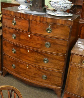 Lot 1339 - George III mahogany bow fronted four height chest of drawers