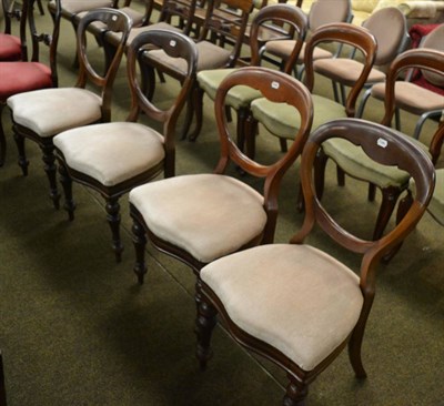 Lot 1351 - A set of four Victorian balloon back dining chairs stamped Riley