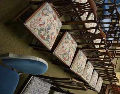 Lot 1360 - A set of six mahogany dining chairs, each with a yoke crest rail