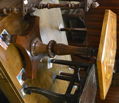 Lot 1387 - A parquetry top mahogany pedestal table