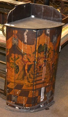 Lot 1399 - A 19th century painted corner cupboard, together with a hanging shelf