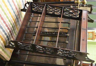 Lot 1400 - Mahogany four tier hanging shelf fitted with two drawers and with pierced sides