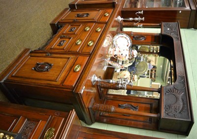 Lot 1422 - Late Victorian walnut mirror back sideboard with Chinese style fish carvings and column supports