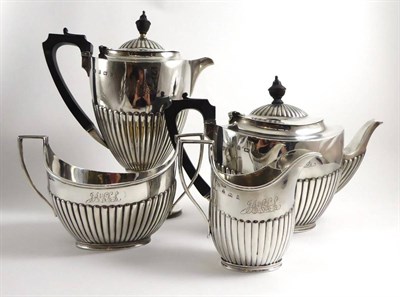 Lot 7 - A Georgian style four piece silver tea set by Elkington & Co Ltd, Birmingham mark (4)