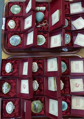 Lot 27 - A collection of seventeen Staffordshire enamel boxes (on two trays)
