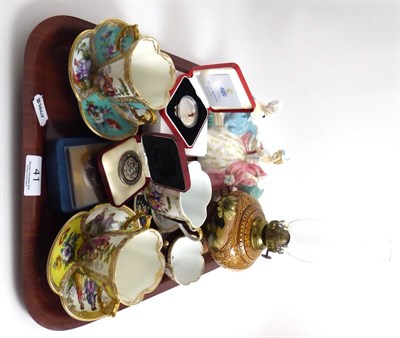 Lot 41 - A group of items including Burmantofts, Royal Doulton figure group The Love Letter, Continental...