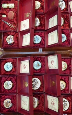 Lot 52 - A collection of seventeen Staffordshire enamel boxes (on two trays)