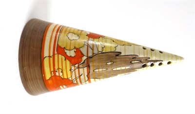 Lot 61 - A Clarice Cliff Orange Capri conical sugar sifter, printed factory marks, 14cm