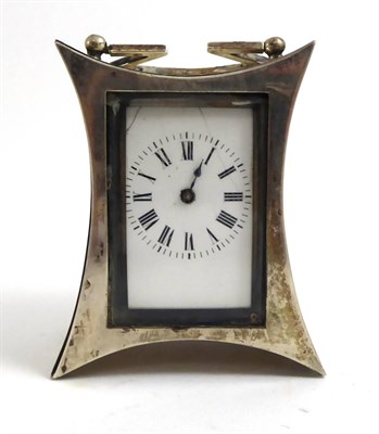 Lot 65 - A silver miniature travel clock