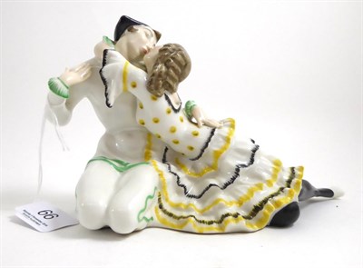 Lot 66 - A Lorenz Hutschenreuther, Selb porcelain figural group, modelled as Pierrot and Pierrette,...