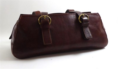 Lot 97 - The Bridge Brown leather shoulder bag, of rectangular shape with shoulder straps, brass mounts,...
