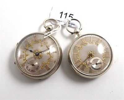 Lot 115 - Two silver open faced lever pocket watches, signed Gallewski, Sunderland and Jacob Hall,...