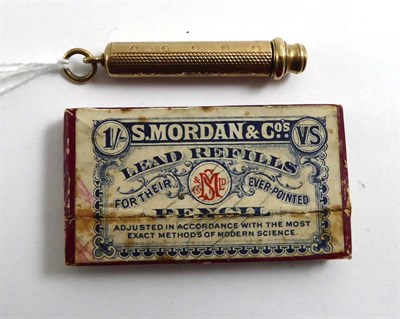 Lot 120 - A 9ct gold engine engraved propelling pencil by Samuel Mordan & Co, with box of leads