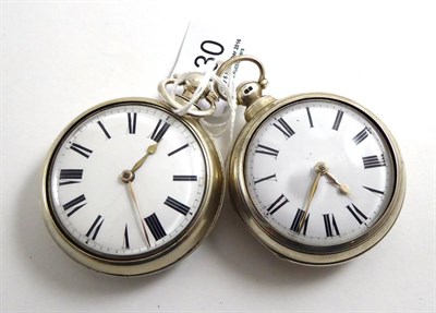 Lot 130 - Two silver pair cased verge pocket watches, one signed John Harrison, Darlington