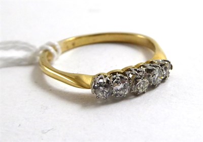 Lot 143 - An old cut diamond five stone ring, total estimated diamond weight 0.55 carat approximately