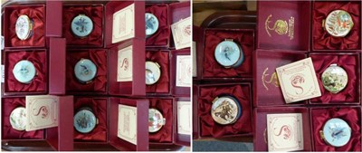 Lot 178 - A collection of fourteen Staffordshire enamel boxes (on two trays)
