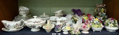 Lot 206 - Wedgwood Hathaway Rose pattern part dinner service and assorted china posey groups etc