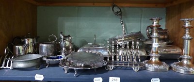 Lot 218 - A group of 19th century and later silver plate including entrée dishes, telescopic...