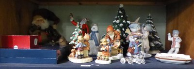 Lot 219 - A quantity of decorative ceramics including a Lladro snowman group, a Goebel Christmas tree tea...