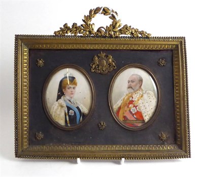 Lot 229 - A pair of gilt framed oval miniature portraits, signed Derval