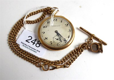 Lot 248 - A 9ct gold pocket watch and a 9ct gold curb link chain