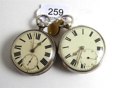 Lot 259 - Two silver open faced lever pocket watches, one movement signed Jno Anderton, Huddersfield...