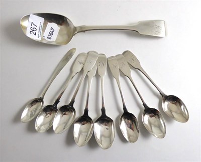 Lot 267 - A group of Edinburgh silver including a table spoon and eight various teaspoons, George III and...