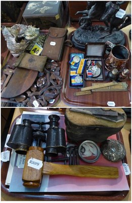 Lot 306 - A group of Misc items including, Arts & Crafts copper jug, Victorian brass inkwell, two WWI general